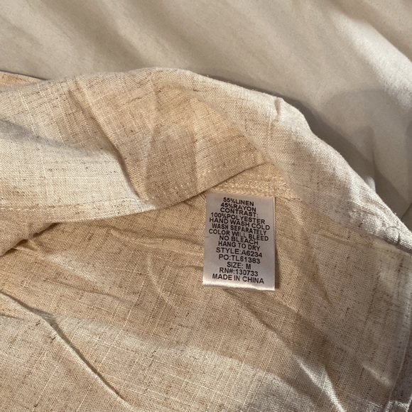 COPY - NWT UMGEE size medium Oatmeal Embroidered Linen-Blend Gathered A-Line Dr… - Picture 8 of 11